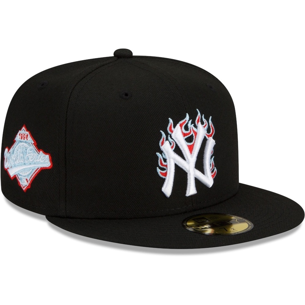 Blue Brim Men's New York Yankees New Era Black 1996 World Series Team Fire Flame